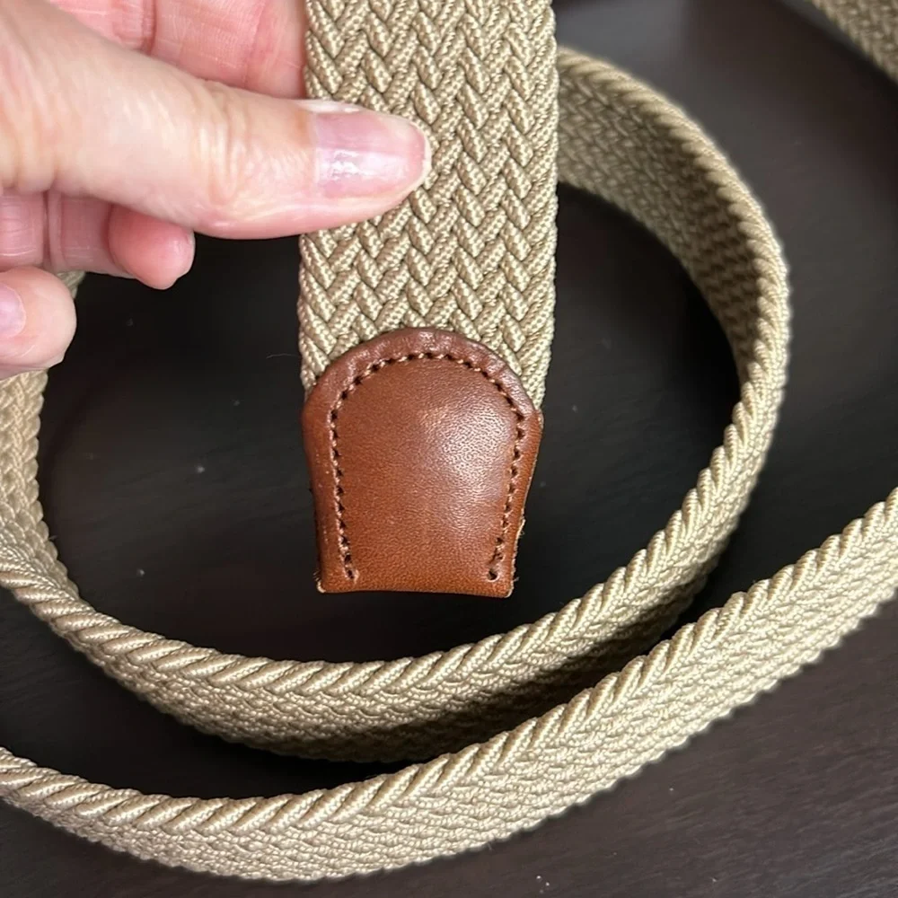 Tommy Bahama Mens Leather Trim Braided Brown Tan Belt Sz L/XL